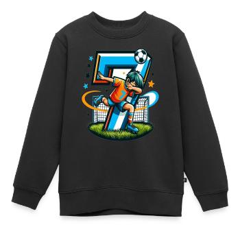 7 Jahre Alter Junge Fußball Geburtstag Shirt Idee - Kinder Premium Organic Sweatshirt - Schwarz - Vorne - AI Model Kid Female (0cm)