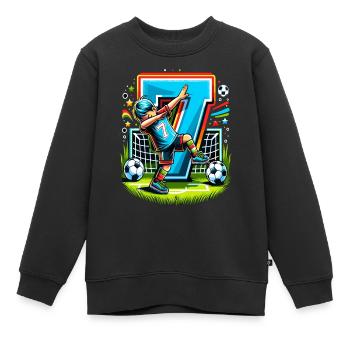 7 Jahre Alter Junge Fußball Geburtstag Shirt Idee - Kinder Premium Organic Sweatshirt - Schwarz - Vorne - AI Model Kid Female (0cm)