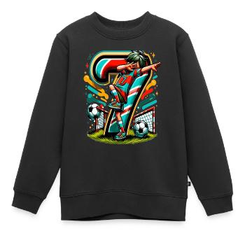 7 Jahre Alter Junge Fußball Geburtstag Shirt Idee - Kinder Premium Organic Sweatshirt - Schwarz - Vorne - AI Model Kid Female (0cm)