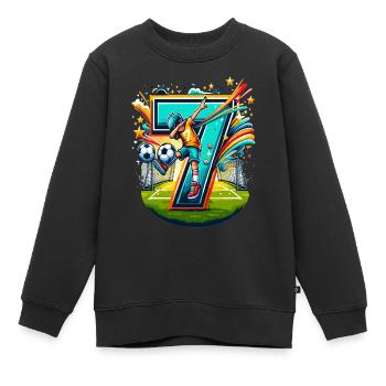 7 Jahre Alter Junge Fußball Geburtstag Shirt Idee - Kinder Premium Organic Sweatshirt - Schwarz - Vorne - AI Model Kid Female (0cm)