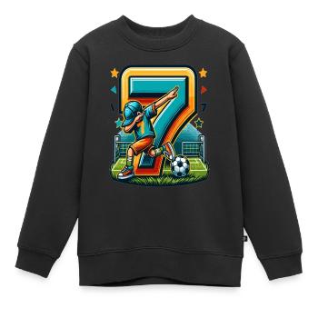 7 Jahre Alter Junge Fußball Geburtstag Shirt Idee - Kinder Premium Organic Sweatshirt - Schwarz - Vorne - AI Model Kid Female (0cm)