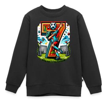 7 Jahre Alter Junge Fußball Geburtstag Shirt Idee - Kinder Premium Organic Sweatshirt - Schwarz - Vorne - AI Model Kid Female (0cm)