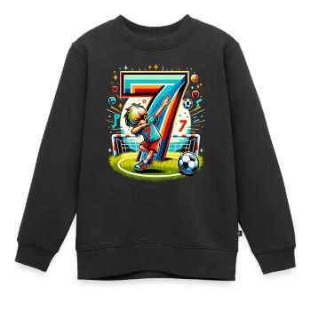 7 Jahre Alter Junge Fußball Geburtstag Shirt Idee - Kinder Premium Organic Sweatshirt - Schwarz - Vorne - AI Model Kid Female (0cm)