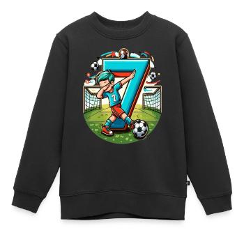 7 Jahre Alter Junge Fußball Geburtstag Shirt Idee - Kinder Premium Organic Sweatshirt - Schwarz - Vorne - AI Model Kid Female (0cm)