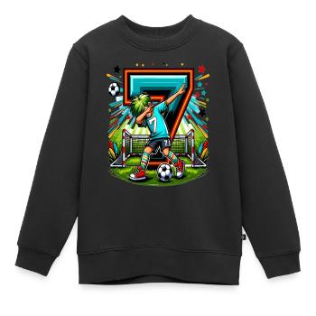 7 Jahre Alter Junge Fußball Geburtstag Shirt Idee - Kinder Premium Organic Sweatshirt - Schwarz - Vorne - AI Model Kid Female (0cm)
