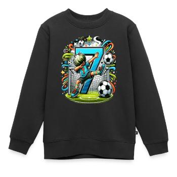 7 Jahre Alter Junge Fußball Geburtstag Shirt Idee - Kinder Premium Organic Sweatshirt - Schwarz - Vorne - AI Model Kid Female (0cm)
