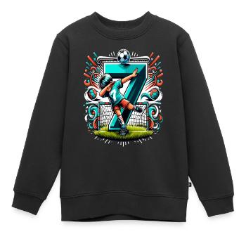 7 Jahre Alter Junge Fußball Geburtstag Shirt Idee - Kinder Premium Organic Sweatshirt - Schwarz - Vorne - AI Model Kid Female (0cm)