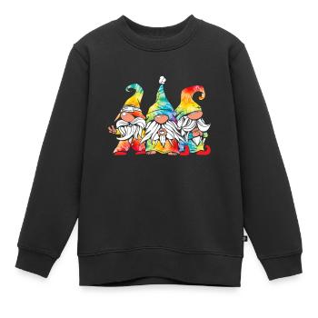 Trois Gnomes Hippies Groovy Bandage Dye Gnomies - Sweat Premium enfant bio - noir - Devant - AI Model Kid Female (0cm)