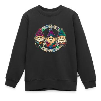 Trois Gnomes Hippies Groovy Bandage Dye Gnomies - Sweat Premium enfant bio - noir - Devant - AI Model Kid Female (0cm)