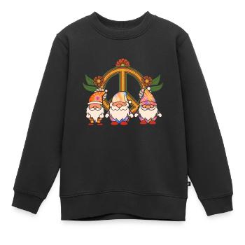 Trois Gnomes Hippies Groovy Bandage Dye Gnomies - Sweat Premium enfant bio - noir - Devant - AI Model Kid Female (0cm)