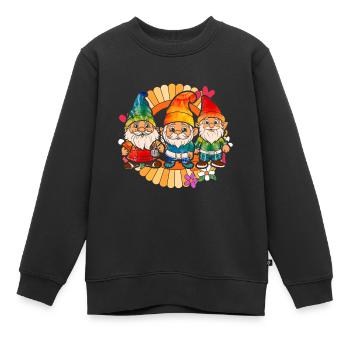 Trois Gnomes Hippies Groovy Bandage Dye Gnomies - Sweat Premium enfant bio - noir - Devant - AI Model Kid Female (0cm)