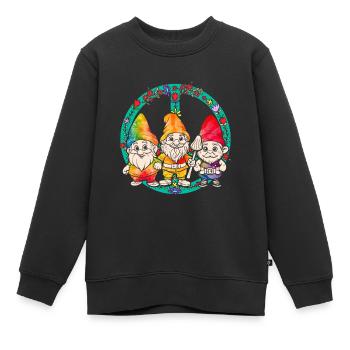 Trois Gnomes Hippies Groovy Bandage Dye Gnomies - Sweat Premium enfant bio - noir - Devant - AI Model Kid Female (0cm)