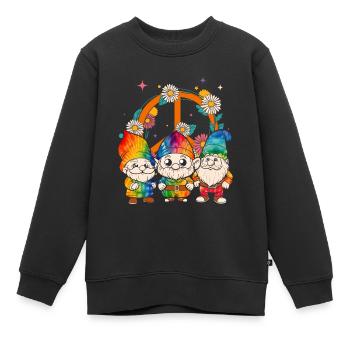 Trois Gnomes Hippies Groovy Bandage Dye Gnomies - Sweat Premium enfant bio - noir - Devant - AI Model Kid Female (0cm)