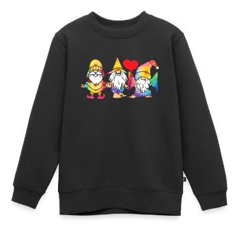 Trois Gnomes Hippies Groovy Bandage Dye Gnomies - Sweat Premium enfant bio - noir - Devant - AI Model Kid Female (0cm)