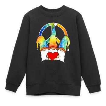 Trois Gnomes Hippies Groovy Bandage Dye Gnomies - Sweat Premium enfant bio - noir - Devant - AI Model Kid Female (0cm)