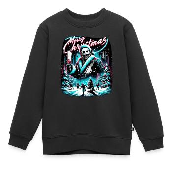 Joyeux Noël Festif Slasher Candy Cane Menace - Sweat Premium enfant bio - noir - Devant - AI Model Kid Female (0cm)