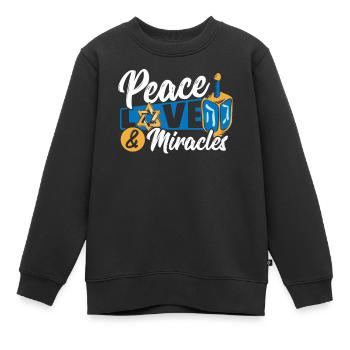 Festival juif des candélabres de Shammash Hanoukka - Sweat Premium enfant bio - noir - Devant - AI Model Kid Female (0cm)