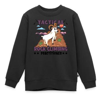 Praticien tactique d’escalade - Sweat Premium enfant bio - noir - Devant - AI Model Kid Female (0cm)