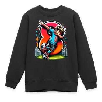 8 Jahre Alter Junge Fußball Geburtstag Idee - Kinder Premium Organic Sweatshirt - Schwarz - Vorne - AI Model Kid Female (0cm)