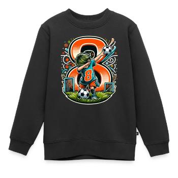 8 Jahre Alter Junge Fußball Geburtstag Idee - Kinder Premium Organic Sweatshirt - Schwarz - Vorne - AI Model Kid Female (0cm)
