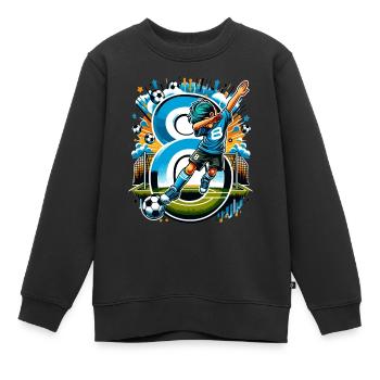 8 Jahre Alter Junge Fußball Geburtstag Idee - Kinder Premium Organic Sweatshirt - Schwarz - Vorne - AI Model Kid Female (0cm)