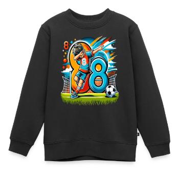 8 Jahre Alter Junge Fußball Geburtstag Idee - Kinder Premium Organic Sweatshirt - Schwarz - Vorne - AI Model Kid Female (0cm)