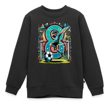 Idée d'anniversaire de football pour un garçon de 8 ans - Sweat Premium enfant bio - noir - Devant - AI Model Kid Female (0cm)