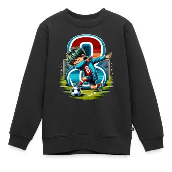 Idée d'anniversaire de football pour un garçon de 8 ans - Sweat Premium enfant bio - noir - Devant - AI Model Kid Female (0cm)