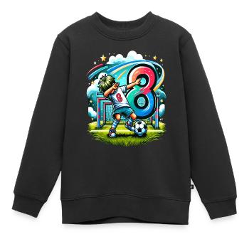 Idée d'anniversaire de football pour un garçon de 8 ans - Sweat Premium enfant bio - noir - Devant - AI Model Kid Female (0cm)