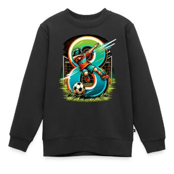 Idée d'anniversaire de football pour un garçon de 8 ans - Sweat Premium enfant bio - noir - Devant - AI Model Kid Female (0cm)