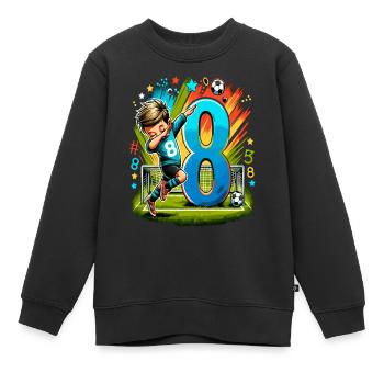 Idée d'anniversaire de football pour un garçon de 8 ans - Sweat Premium enfant bio - noir - Devant - AI Model Kid Female (0cm)