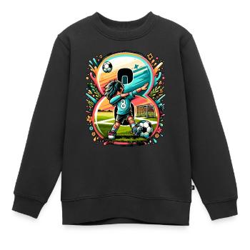 Idée d'anniversaire de football pour un garçon de 8 ans - Sweat Premium enfant bio - noir - Devant - AI Model Kid Female (0cm)