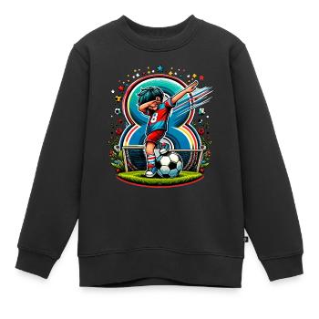 Idée d'anniversaire de football pour un garçon de 8 ans - Sweat Premium enfant bio - noir - Devant - AI Model Kid Female (0cm)