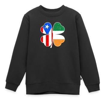 Drapeau portoricain irlandais trèfle d’Irlande - Sweat Premium enfant bio - noir - Devant - AI Model Kid Female (0cm)