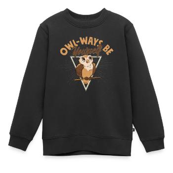 Owl-ways Soyez vous-même Oiseaux de nuit Oiseau nocturne - Sweat Premium enfant bio - noir - Devant - AI Model Kid Female (0cm)