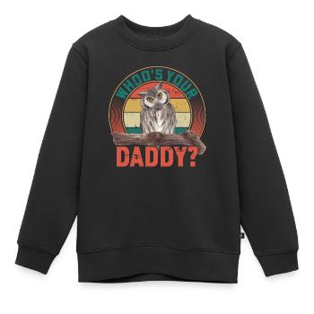 C’est qui ton papa ? Oiseau nocturne Oiseau de nuit - Sweat Premium enfant bio - noir - Devant - AI Model Kid Female (0cm)