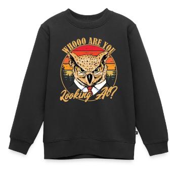 Qu’est-ce que tu regardes ? Oiseau nocturne Oiseau de nuit - Sweat Premium enfant bio - noir - Devant - AI Model Kid Female (0cm)