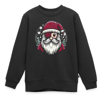 Weihnachtsmann Strickmuster mit Augenklappe - Kinder Premium Organic Sweatshirt - Schwarz - Vorne - AI Model Kid Female (0cm)