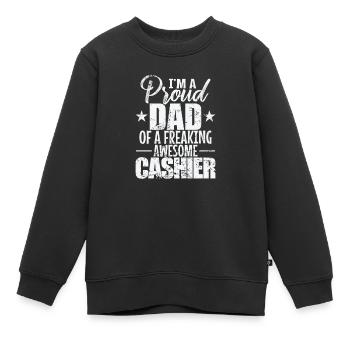 I'm a proud Dad of a freaking awesome Cashier - Kids Premium Organic Sweatshirt - black - Front - AI Model Kid Female (0cm)