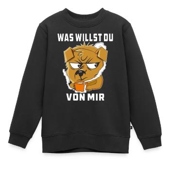 WAS WILLST DU VON MIR - Kinder Premium Organic Sweatshirt - Schwarz - Vorne - AI Model Kid Female (0cm)