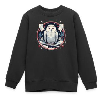 Harfang des neiges avec ornement de Noël - Sweat Premium enfant bio - noir - Devant - AI Model Kid Female (0cm)