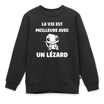christmas reindeer cute funny smile with christmas - Sweat Premium enfant bio - noir - Devant - AI Model Kid Female (0cm)