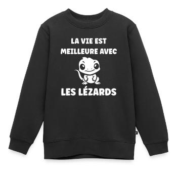 christmas reindeer cute funny smile with christmas - Sweat Premium enfant bio - noir - Devant - AI Model Kid Female (0cm)