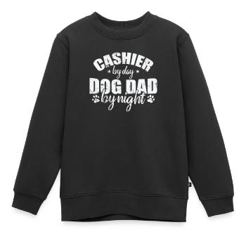 Cashier by Day Dog Dad be Night Seller - Kids Premium Organic Sweatshirt - black - Front - AI Model Kid Female (0cm)