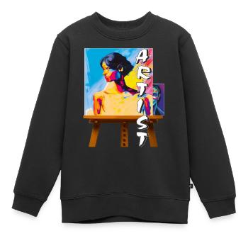 ARTIST MAKES THE PICTURE - Kinder Premium Organic Sweatshirt - Schwarz - Vorne - AI Model Kid Female (0cm)
