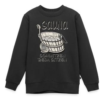 SAUNA SCHWITZEN BEIM SITZEN - Kinder Premium Organic Sweatshirt - Schwarz - Vorne - AI Model Kid Female (0cm)