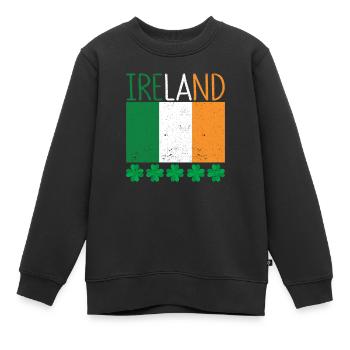 Patriotische irische Flagge Irland Kleeblatt - Kinder Premium Organic Sweatshirt - Schwarz - Vorne - AI Model Kid Female (0cm)