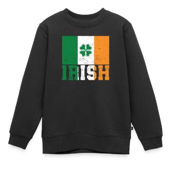 Patriotische irische Flagge Irland Kleeblatt - Kinder Premium Organic Sweatshirt - Schwarz - Vorne - AI Model Kid Female (0cm)