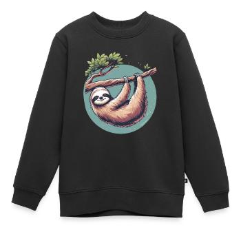 Sérénité de paresseux détendu à l’arbre - Sweat Premium enfant bio - noir - Devant - AI Model Kid Female (0cm)