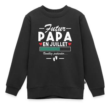 Werdender Papa im Juli Schwangerschaftsankündigung an Papa - Kinder Premium Organic Sweatshirt - Schwarz - Vorne - AI Model Kid Female (0cm)